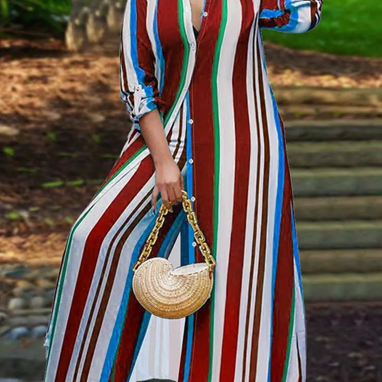 2 Piece Outfit Set Women Plus Size Matching Sets Long Shirt Top and Pants Sets Striped Casual Outfits 5xl Women Autumn Clothes