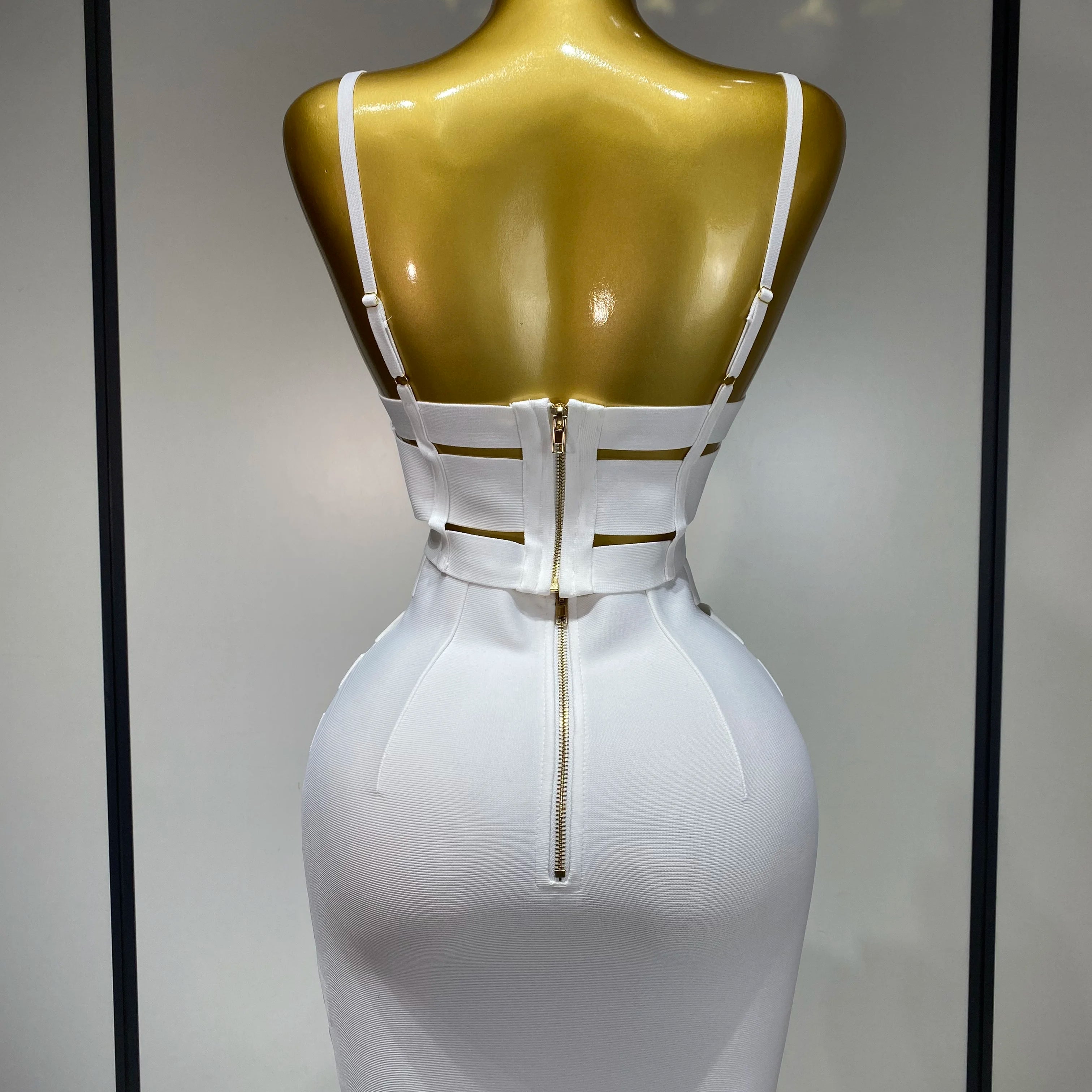 Women Sexy Cut Out Mini Bodycon Bandage Skirt Two Piece Set 2025 Celebrity High Streeet Evening Birthday Club Party Outfits