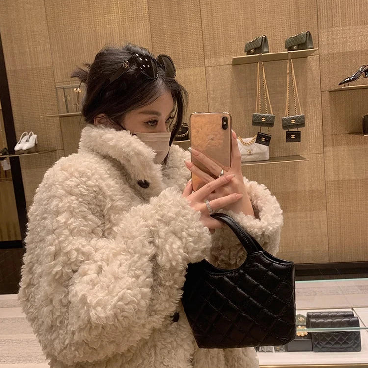 Winter Long Loose Casual Soft Thick Warm Fluffy Black Faux Fur Coat Women Stand Collar Hairy Furry Fuzzy Overcoat 2023