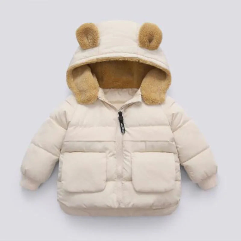 Winter fur collar warm jacket down coat boys girls clothes thickened 2-7year old baby fashion Korean version children's clothing Photo Color