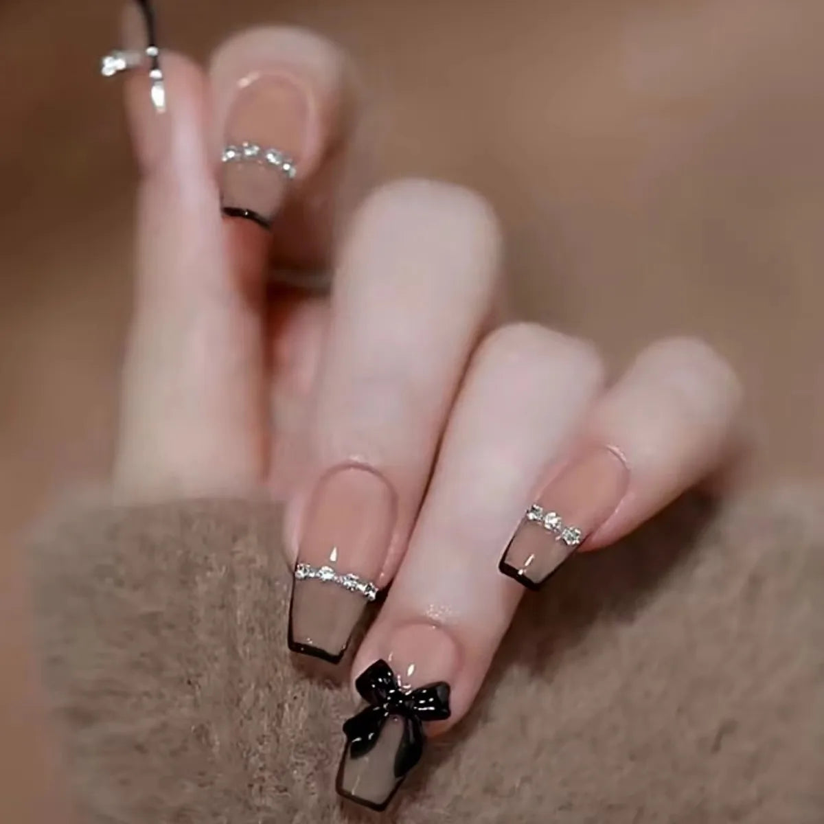 24Pcs Red Fake Nails with 3D White Flower Design Mid Length Coffin Press on Nails Wearable Korean Sweet Flower False Nails