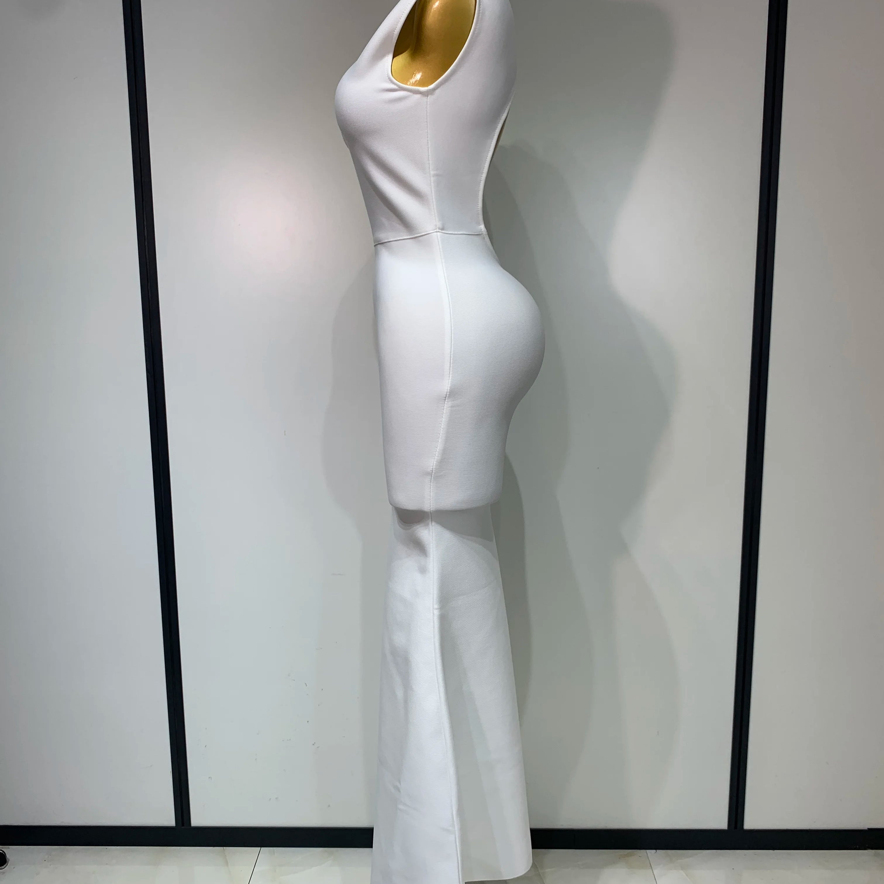 Women Sexy Sleeveless Backless Design Bodycon Bandage Dress 2025 Celebrity Elegant Evening Club Party Luxury Birthday Dresses