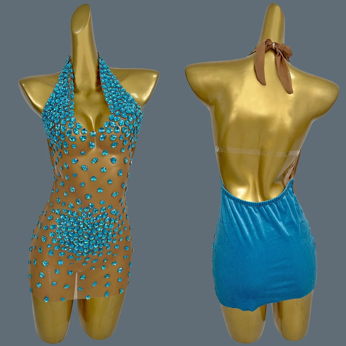 Sexy See Through Mesh Mini Dress Women Deep V Neck Backless Short Dress Club High-end Birthday Party Fancy Girls Outfit Baoshi