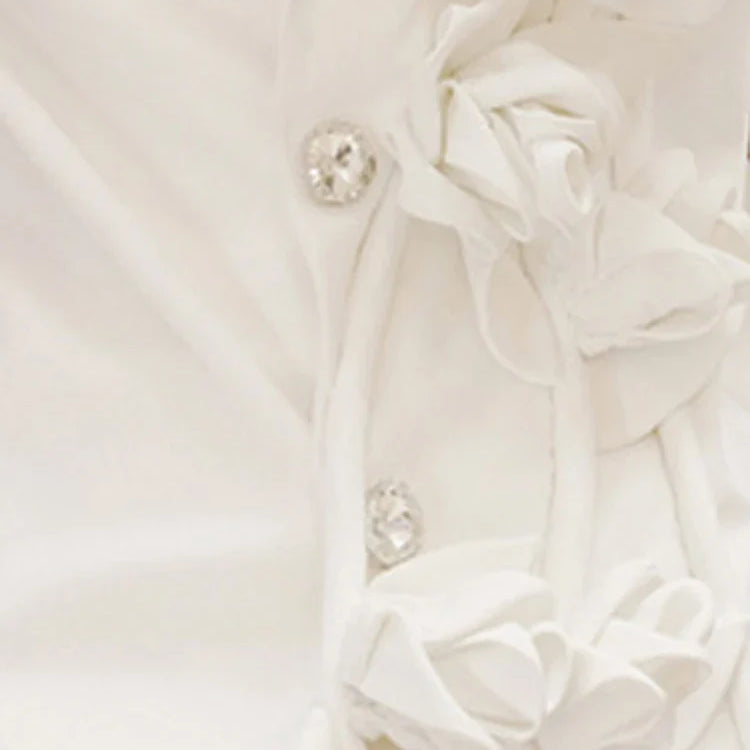 DEAT Fashion Women's Blazer Notched Collar Loose Diamonds Buttons Spliced Flower White Suit Jackets summer New 17A7225