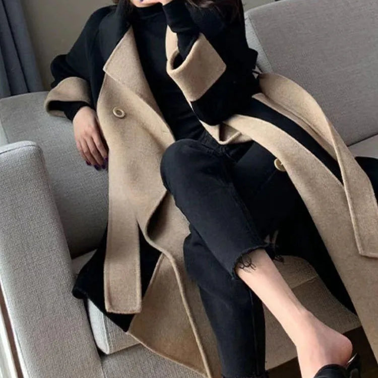 Elegant Women Woolen Coat Long Sleeve Streetwear Korean Fashion Jackets Loose Fairycore Vintage Autumn Winter Coats