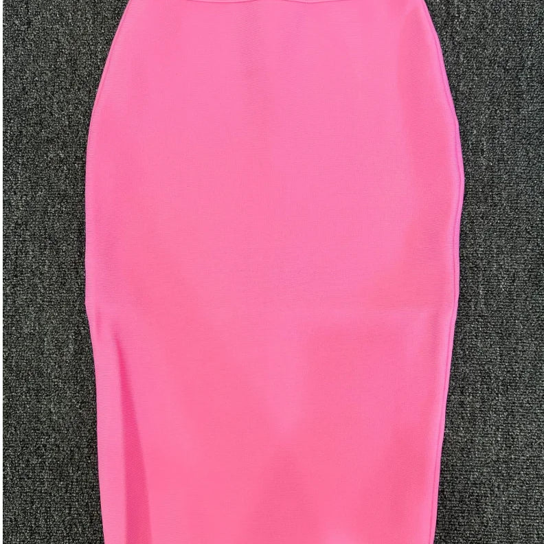 Women Rayon Bandgae Skirt Elegant Pencil Skirt Celebrity Sexy Club Party Wear Vintage Vestios