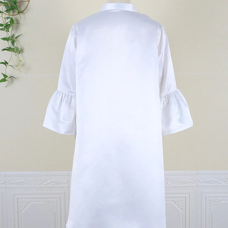 Women Loose Shirt Dress Puff Sleeves White Dresses Summer Autumn Fashion Casual Classy Holiday Robes Large Size 3XL Tunic 2023