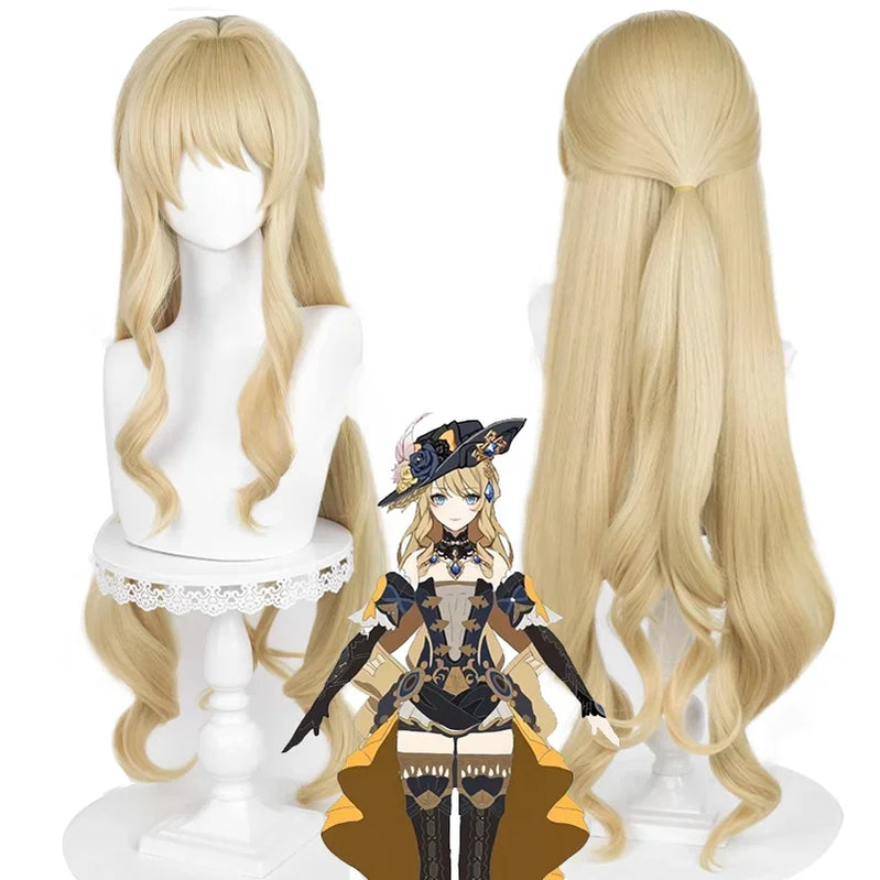 Navia Genshin Impact Cosplay Costume Wig Dress Uniform Fontaine Spina Di Rosula Hat Clorinde Halloween Costumes for Women Wig only