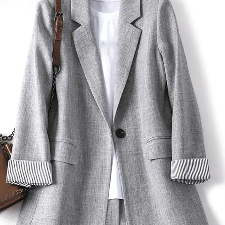 Fashion Office Women Blazer OL Casual Long Sleeve Coats Elegante Lapel Female Work Outwear Solid Simple Formal Suits