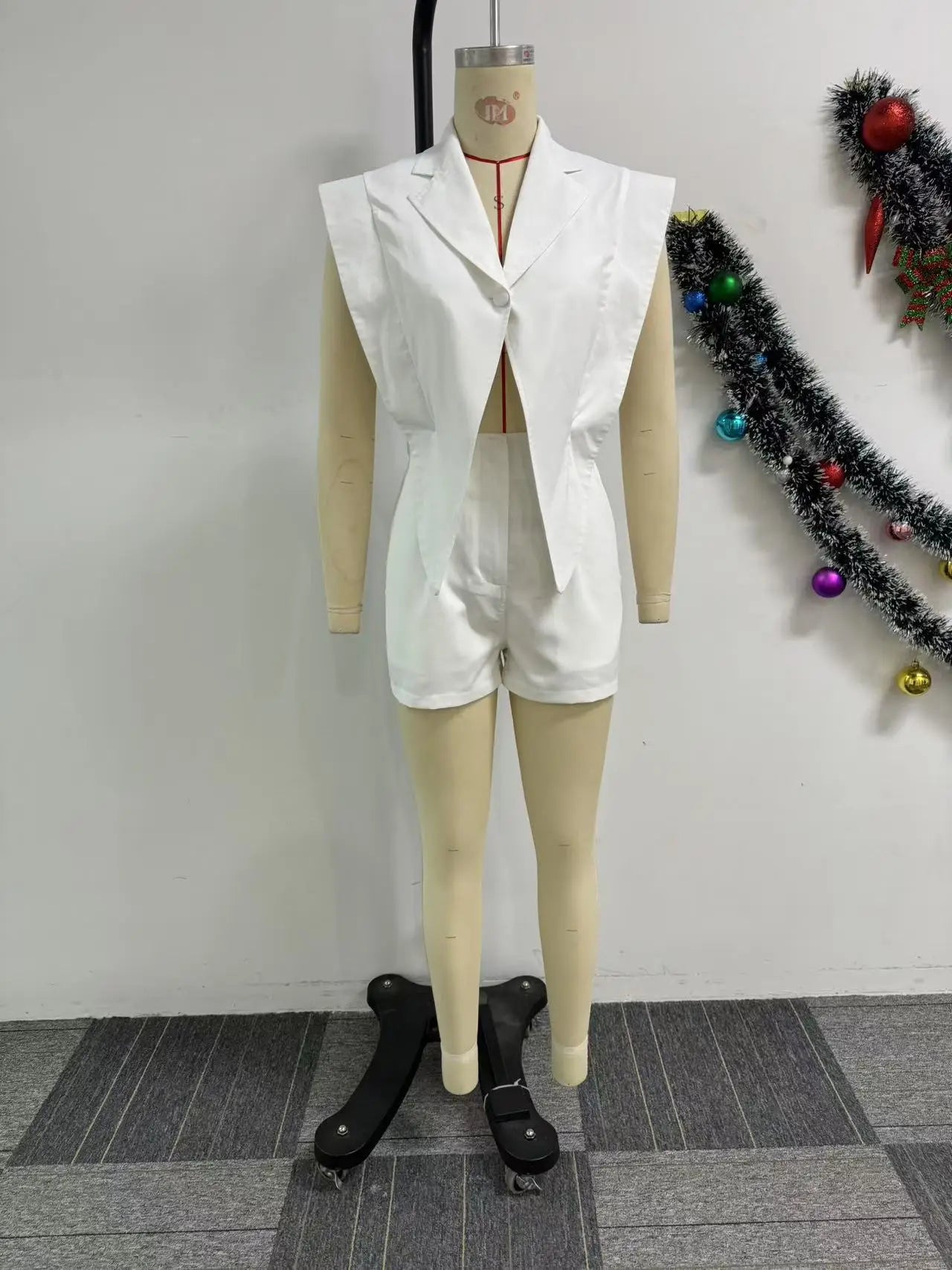 CM.YAYA Women Sleeveless High Waist Hollow Out Short Playsuits Jumpsuit Streetwear Irregular 2025 One Piece Suit Romper Outfits