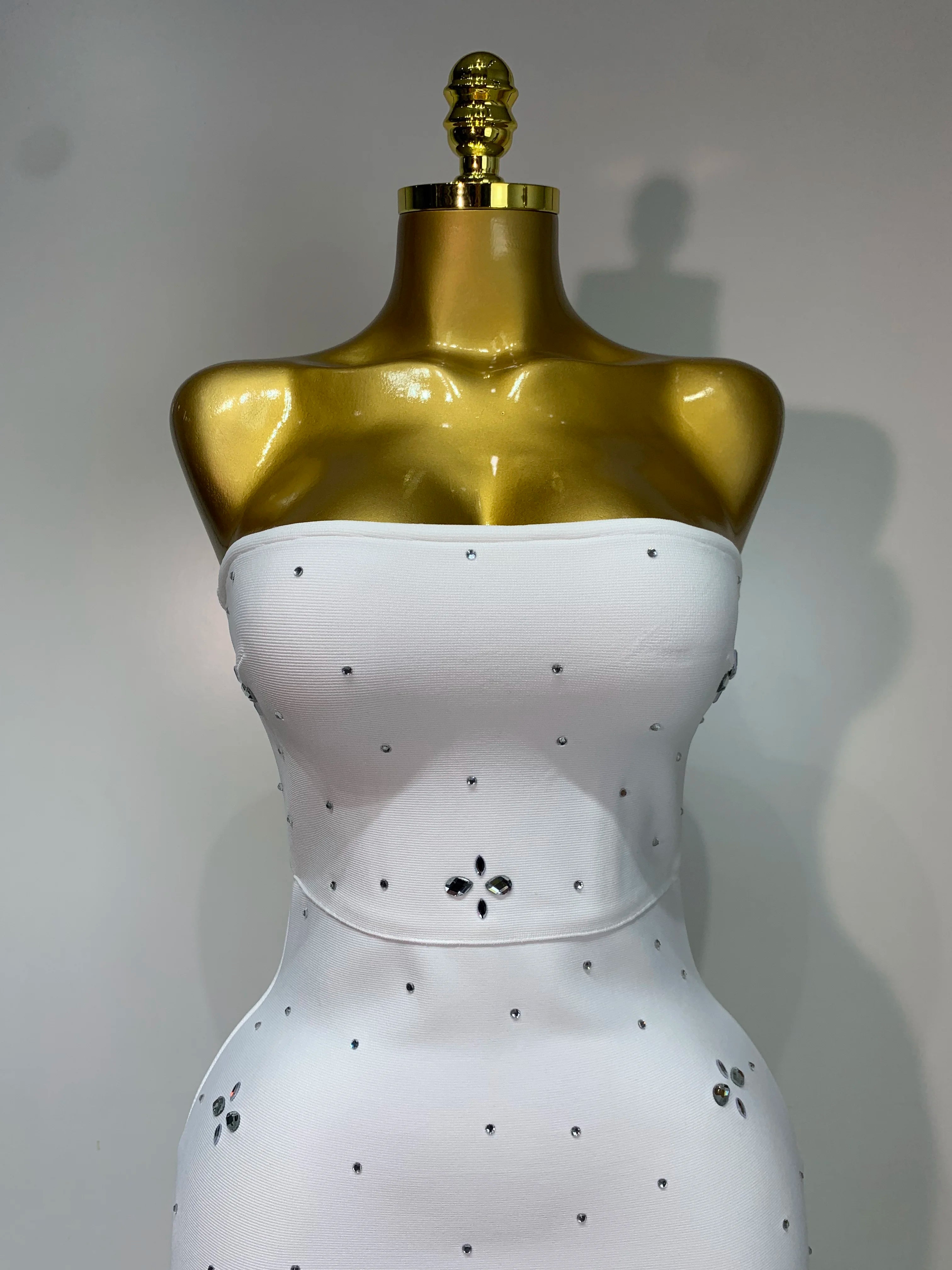 Luxury Rhinestone Sexy Strapless Backless Long Bodycon Bandage Dress 2025  White Elegant Evening Party Birthday Club Dress