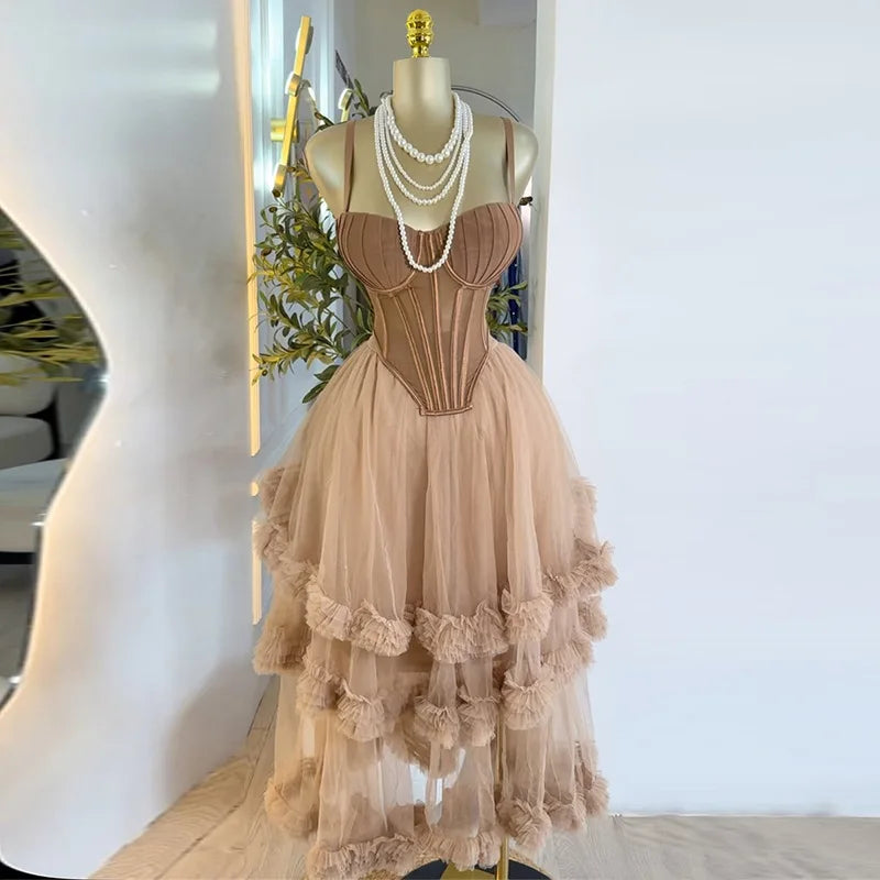 CM.YAYA Women's Dress Set Sleeveless Strap Tops and Pleated Tiered Skirts Suit Elegant Vacation Birthday Two 2 Piece Set Outfits