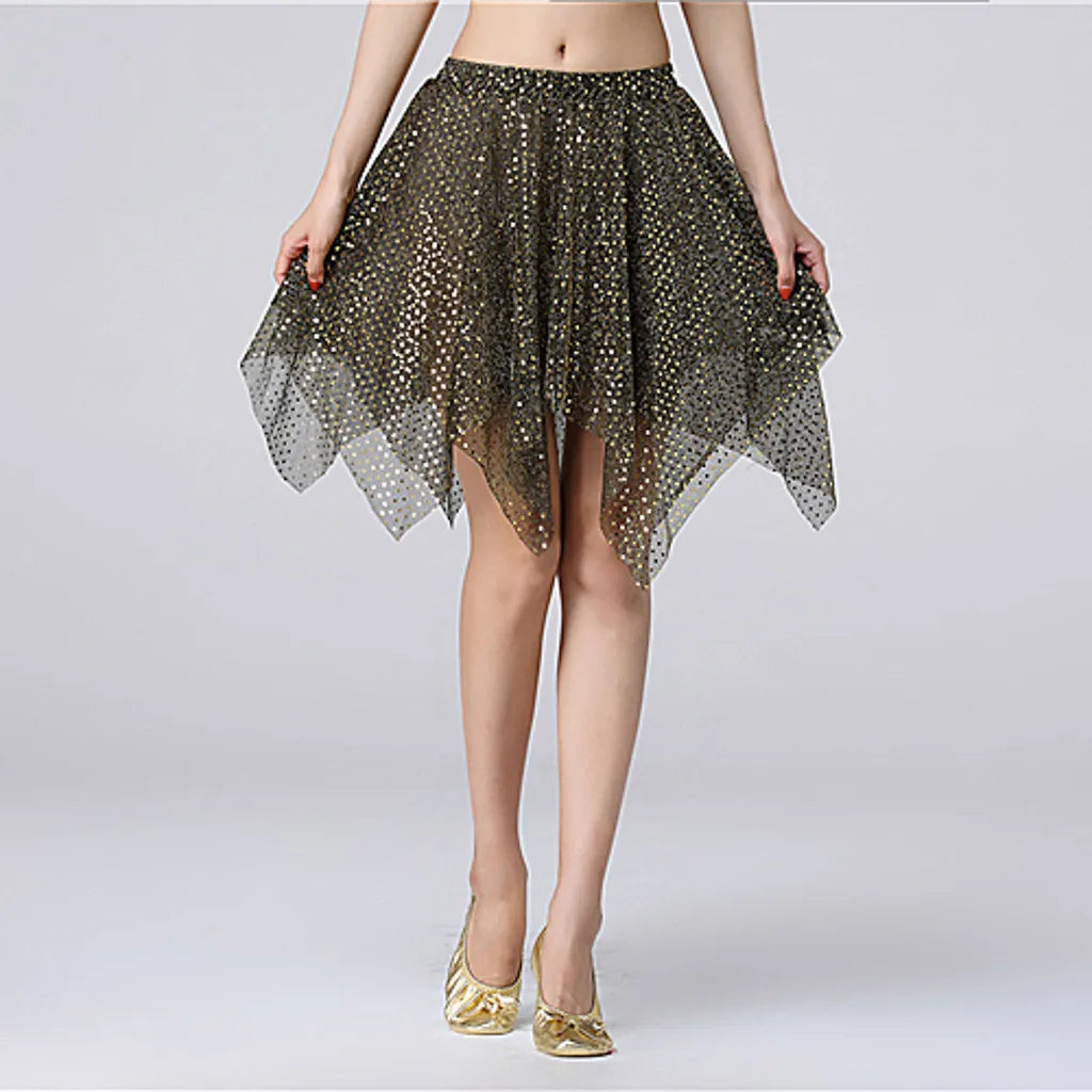 Women's Tutu Skirt Mini Short Skirt For Women Star Sequined Mesh Skirt Belly Latin Dancewear Fairy Tulle Skirt Costume Clothing F One Size