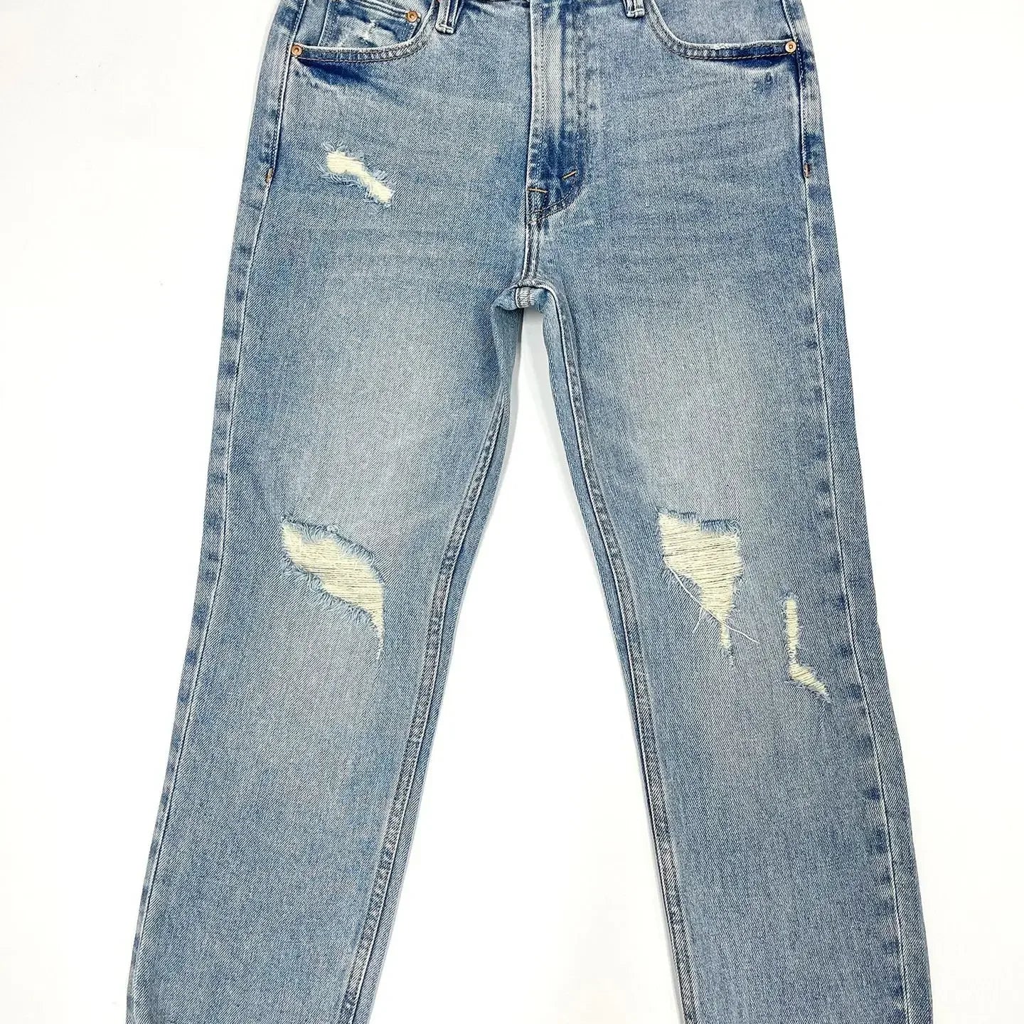Spring Summer New Women High Waist Distressed Retro Jeans Casual Fashion Ankle-length Denim Pants