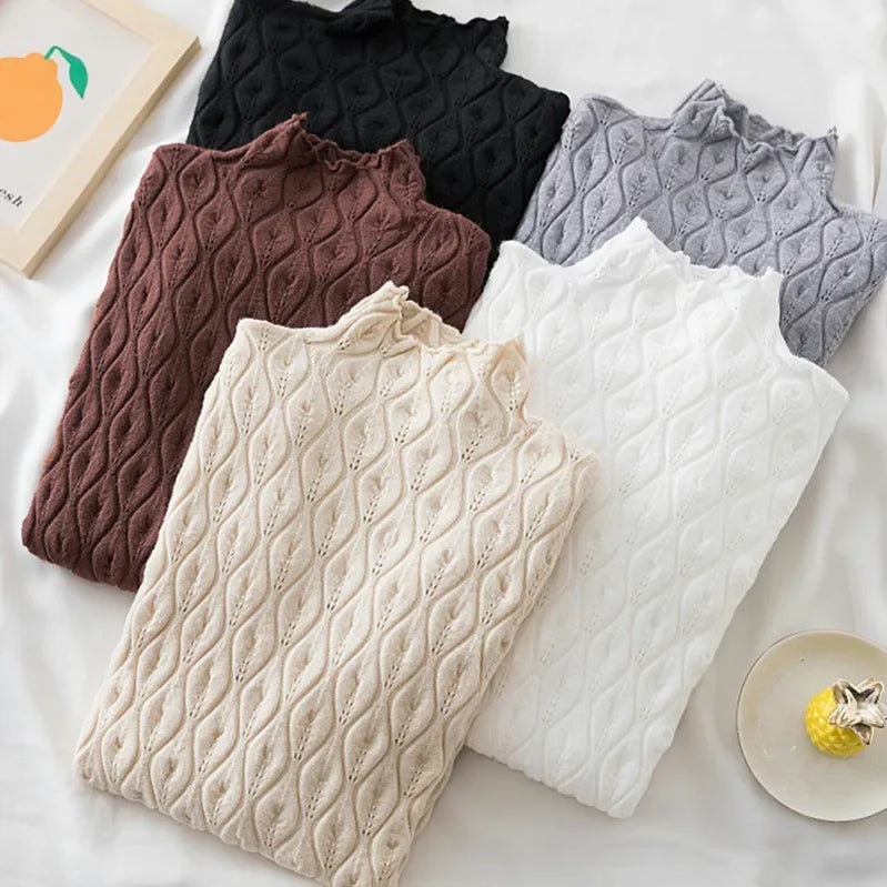 Cashmere Turtleneck Women Sweaters Slim Tops Autumn Winter Warm Pullover Office Lady Knitted T-shirts Jumper Soft Pull Female