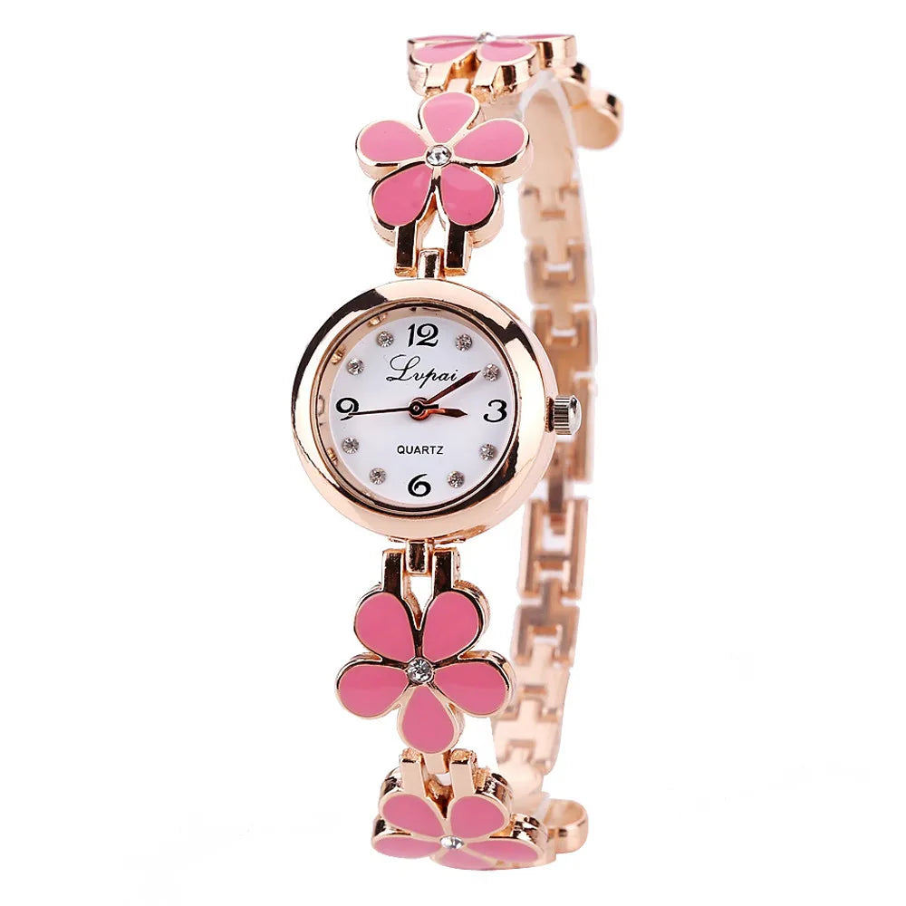 Fashion Small Watches Women Luxury Rhinestone Flower Bracelet Stainless Steel Watchband Dress Female Clock relogio feminino