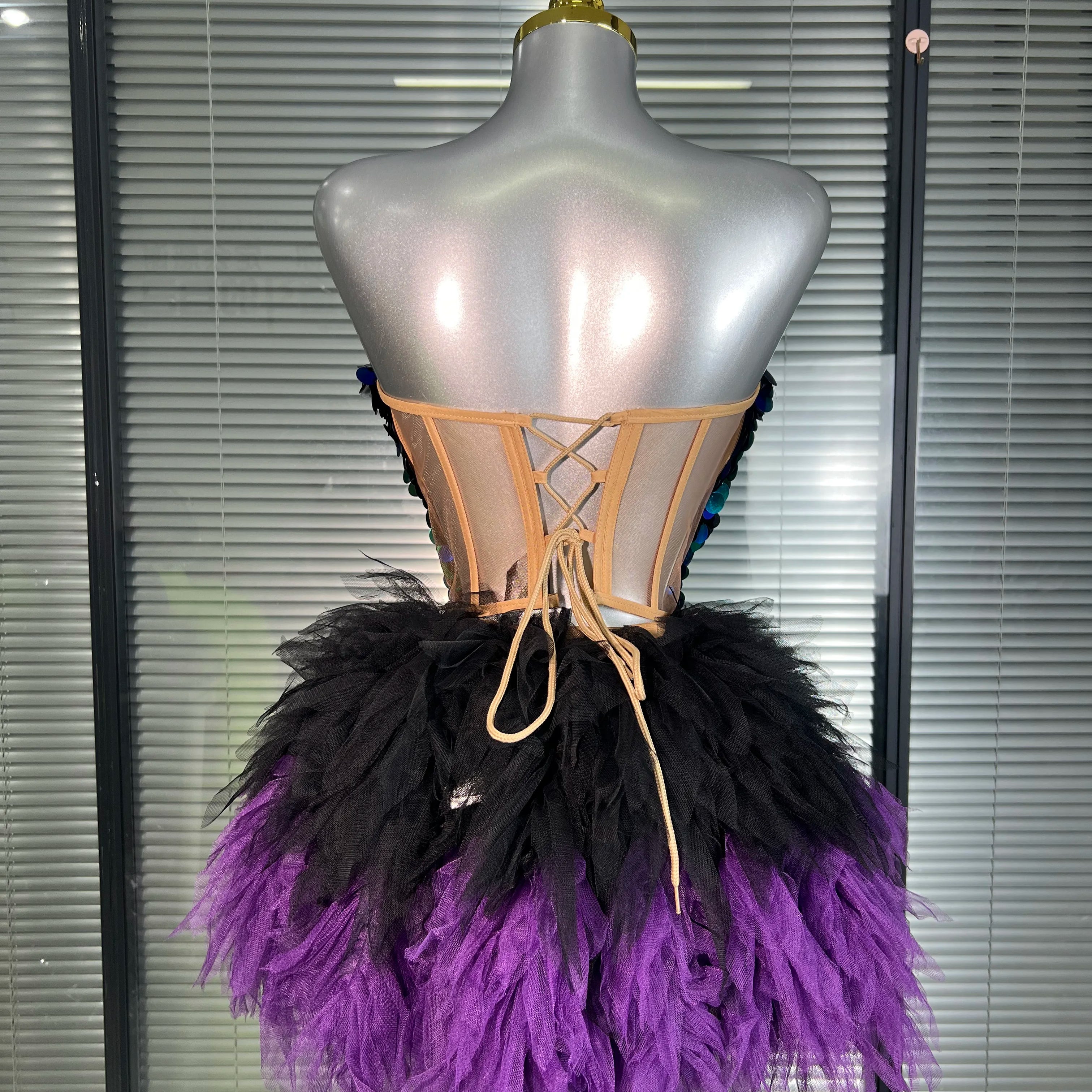 Women Sexy Sequins Two Pieces Set Shinning Night Club Skirt Suits Singer Dancer Adjustable Stage Performance Costume