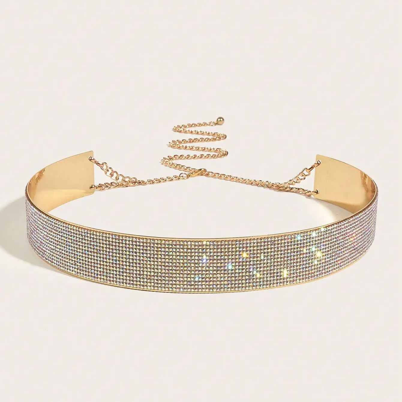 1pc Women Rhinestone Decor Luxury Wide Belt, For Dress Decoration riem vrouw cinturilla cinturillas corset para mujer Gold 75cm to 95cm