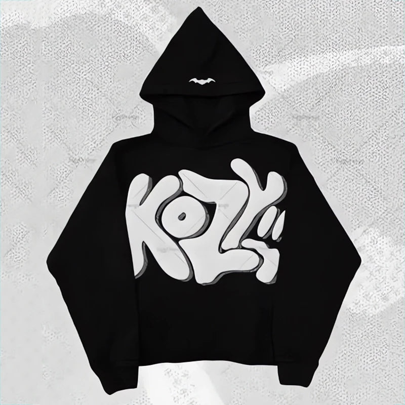 Spring Sweatshirt Woman Hip Hop Tide Alphabet Foaming Hoodie Men's Y2k Harajuku Street Retro Casual Loose Clothing Jackets black