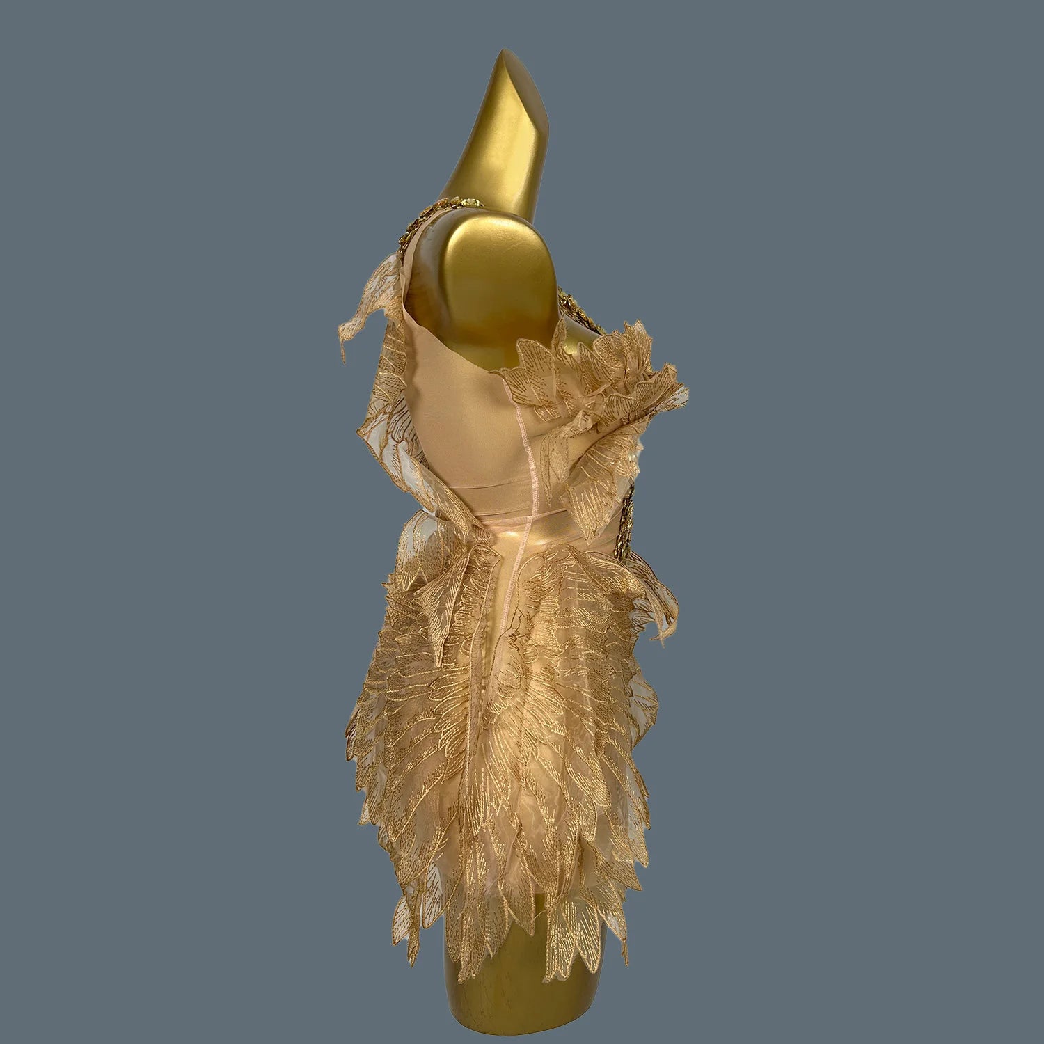 Women Celebrity Sexy Wing Beading Diamonds Gold Short Dress Wedding Party Prom Nightclub Sparkly Gowns Vestido 2024 Jinchan