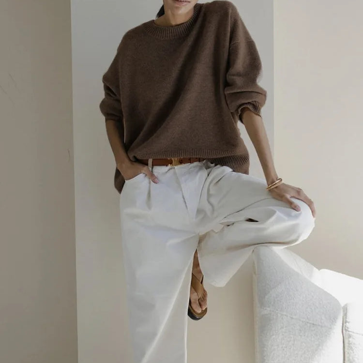 Winter Warm Thick Knit Sweaters Solid Black Sweater Soft Pullover Loose Pullovers Korean Autumn Women Coat O Neck Sweater Jumper coffee One Size