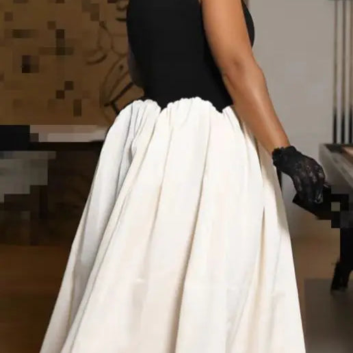 CM.YAYA Summer Elegant Sleeveless Sweet O-Neck Patchwork Long Women Dress Beach Party Evening Sexy Pleated Big Swing Dresses