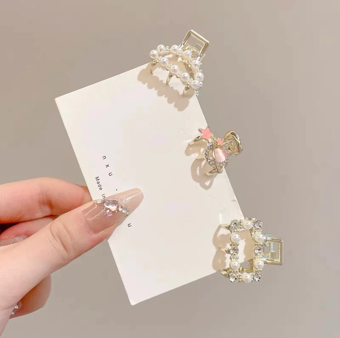 Mini Pearl Hair Claws Clips for Women Elegant Rhinestone Headwear Hairpins Hair Crab Barrettes Hair Accessories for Women 3pcs 2 One Size