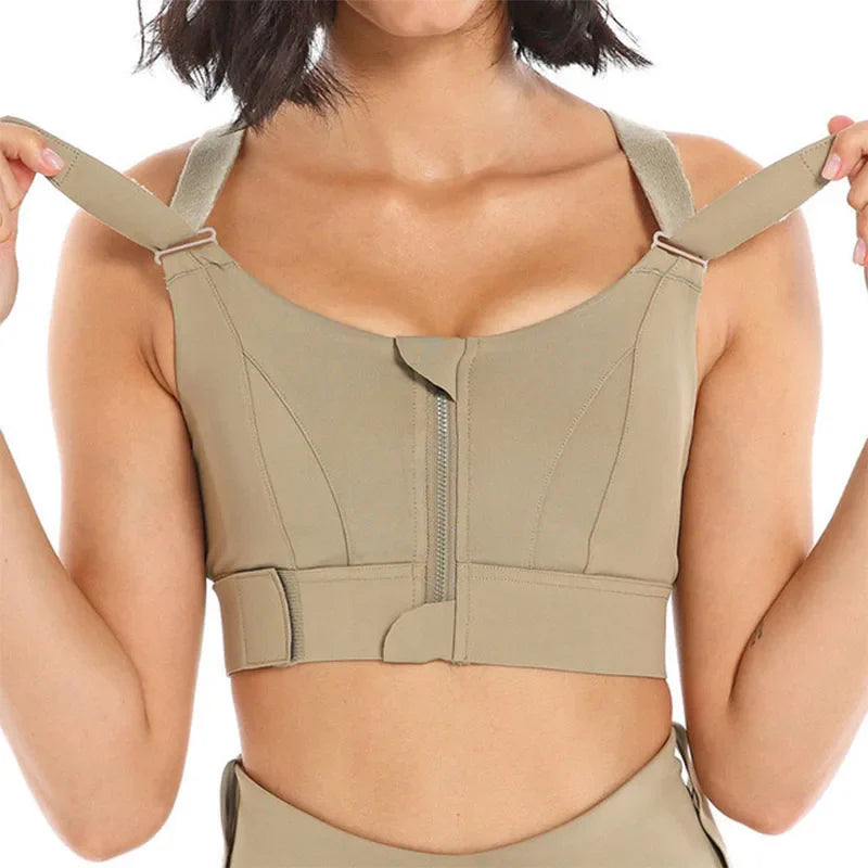 Solid Color Yoga Tight Sports Bras For Women Women's Fitness Zipper Bra Sportswear Woman Gym Training Female Crop Tops TOP001-1