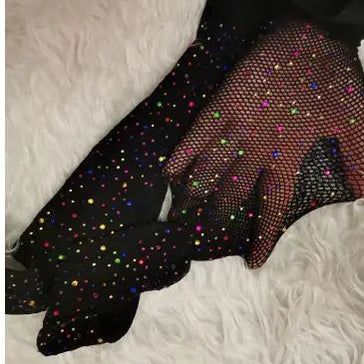 Fishnet Diamond Pantyhose Women Sexy Fashion Shiny Net Tights Female Slim Rhinestone Mesh Nylon Stockings Tights 01 One Size