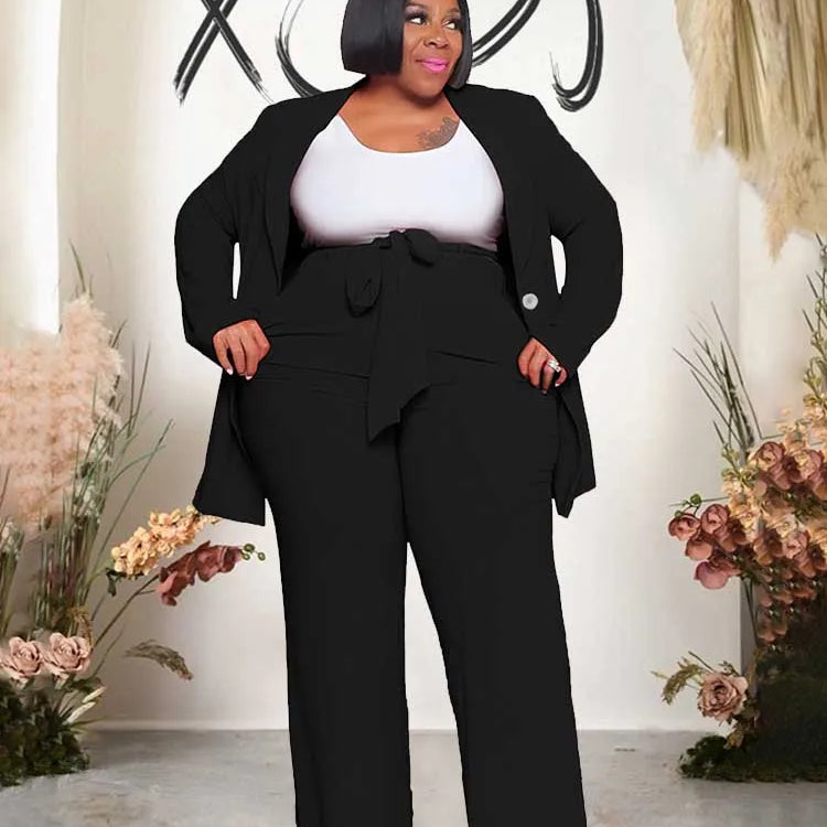 2 Piece Sets Women Outfit Winter Long Sleeve Sexy Pant Suits with Blazers Ladies Chic and Elegant Blazer Set Female Plus Size