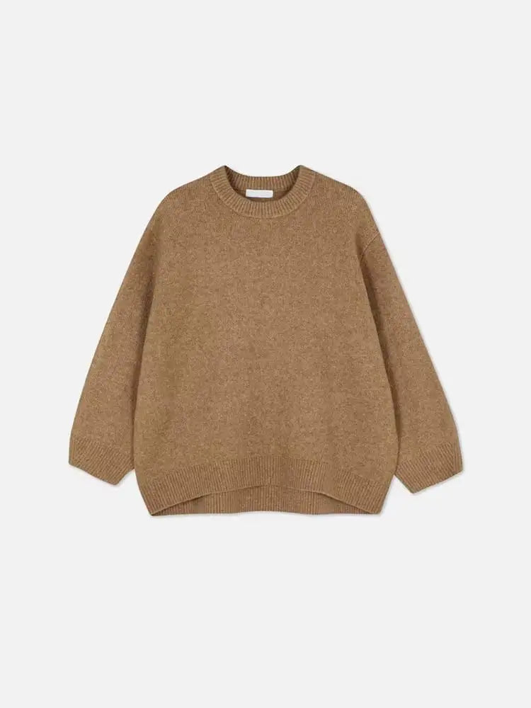 Sweater Women Knitted O Neck Solid Thicken Long Sleeve Pollover Sweaters Autumn Winter Casual Fashion Fluffy Commute Lady As how 3