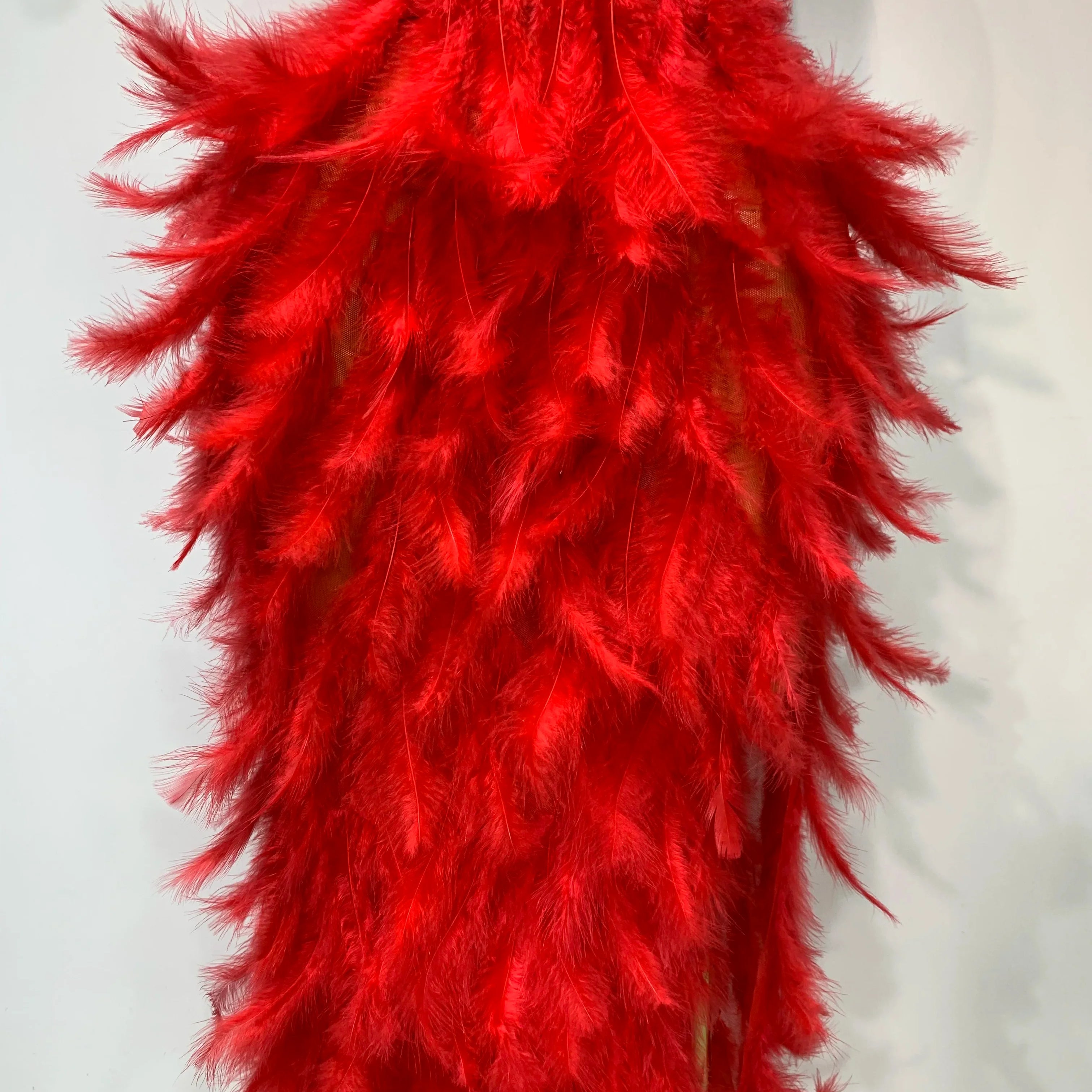 Sparkly Rhinestone Feather Mesh Long Dress Women Sexy Elegant Evening Party Luxury Birthday Photo Shoot Performance Costume