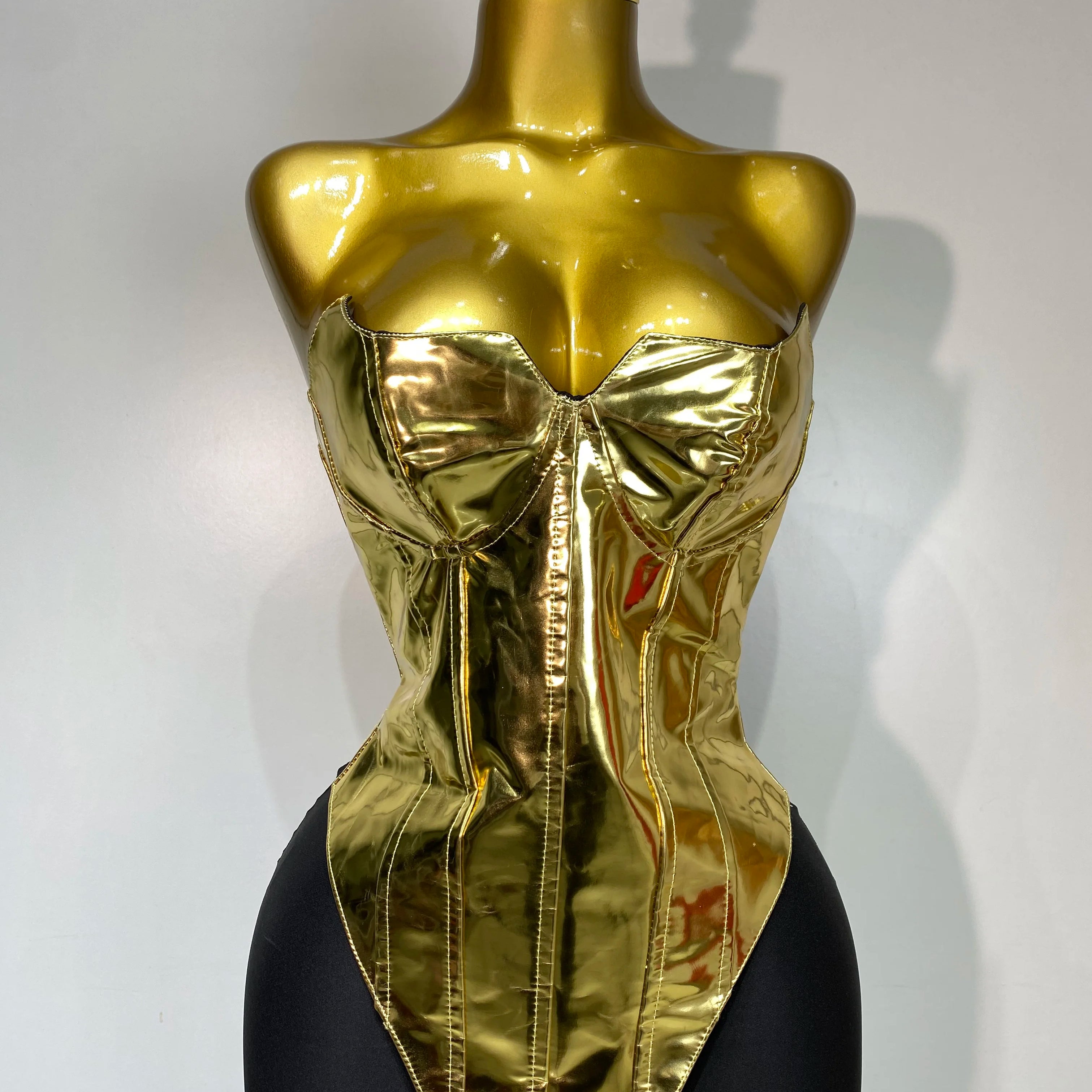 High Quality Women Sexy Strapless Gold Two Piece Set Celebrity Elegant Evening Party Maxi Skirt Suit Luxury Birthday Club Gown