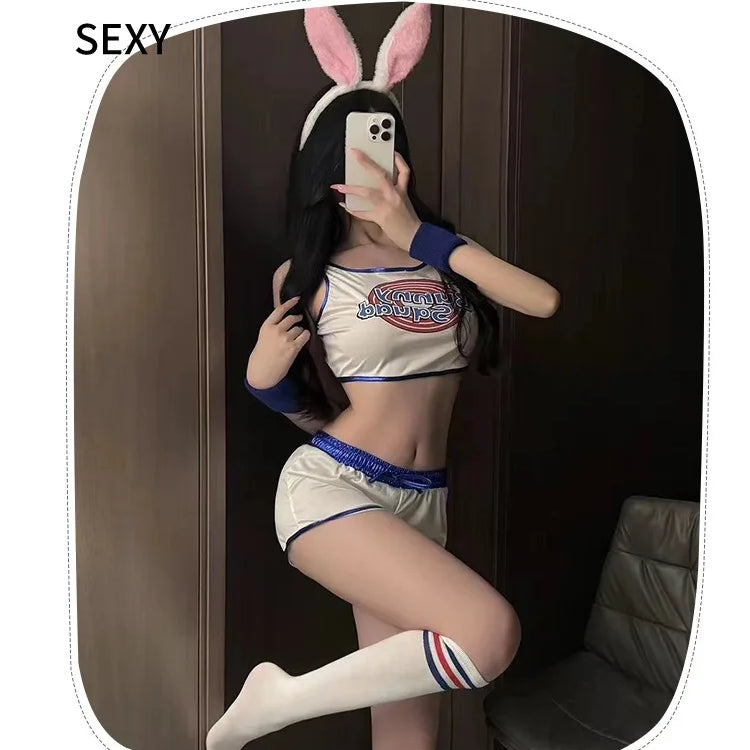 Space Lola Bunny Rabbit Cosplay Costume Rabbit Bunny Jam Costumes Women Girls Halloween Party Clothes Tops Shorts Outfit Set