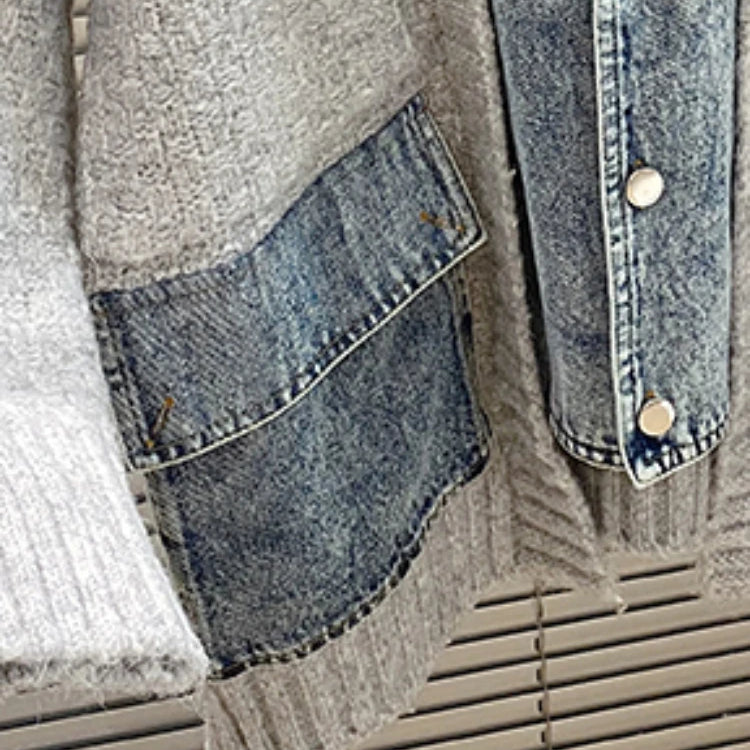 Jackets Autumn Winter New Loose and Lazy Style Thickened Sweater Cardigan Top Fashion Personalized Combination Denim Coat Women