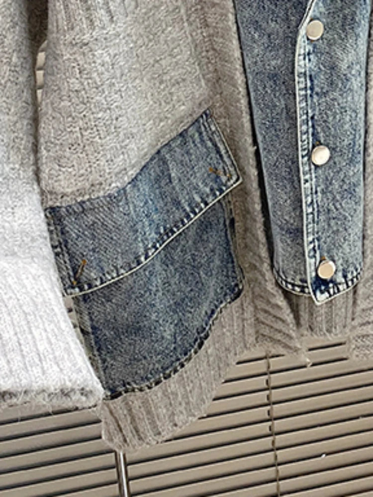Jackets Autumn Winter New Loose and Lazy Style Thickened Sweater Cardigan Top Fashion Personalized Combination Denim Coat Women
