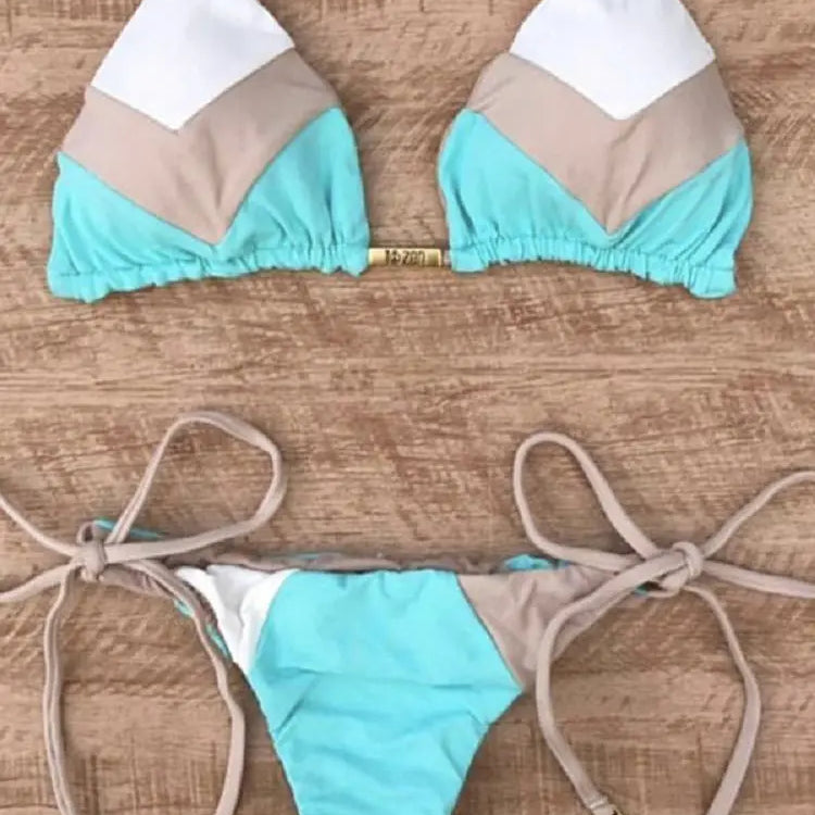 Sexy Halter Swimsuit Women Thong Micro Bikini Push Up 2023 Brazilian Bikini Tropical Plant Print Swimwear String Mini Swimsuit