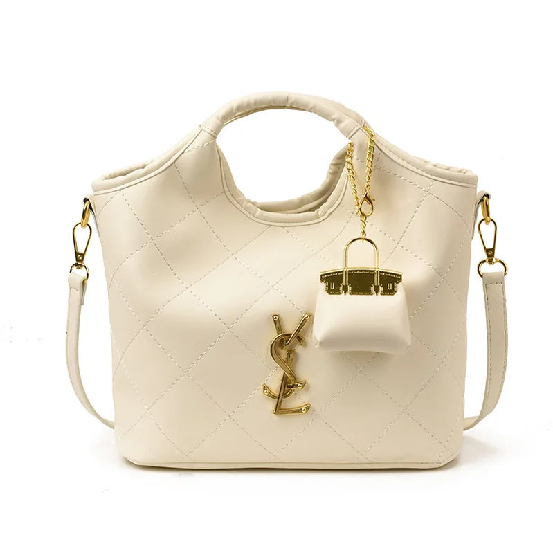 Luxury Chain Strap Bag with Detachable Charm, Designer Inspired Shoulder & Crossbody Purse for Women, Trendy Versatile Handbag