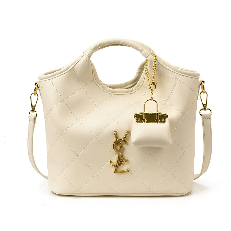 Luxury Chain Strap Bag with Detachable Charm, Designer Inspired Shoulder & Crossbody Purse for Women, Trendy Versatile Handbag