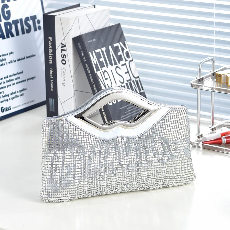 Sparkly Bag Rhinestone Purse: Chic Bling Shiny Hand Bags for Party Prom Cocktail Wedding GRAY Large(Max Length>50cm)