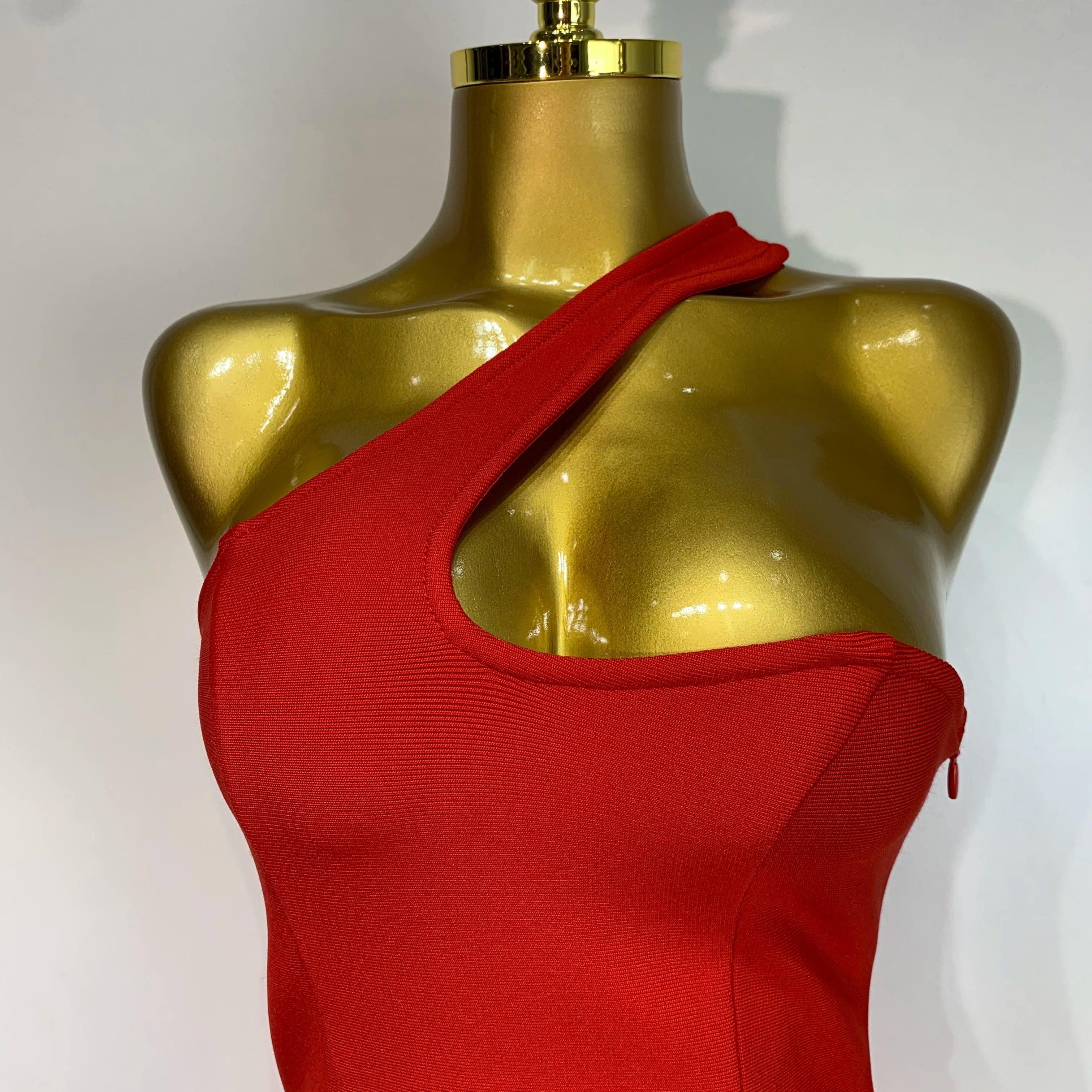 Luxury Birthday Dress Women Red Color Sexy One Shoulder Bodycon Bandage Mini Dress Celebrate Club Party Evening Fashion Dress