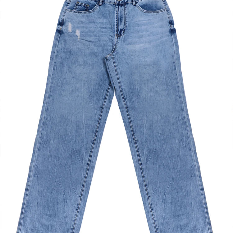 High Waist Jeans Women Baggy Jeans Fashion Straight Leg Pants Y2k Denim Trousers Vintage Loose Blue Washed Mom Jeans