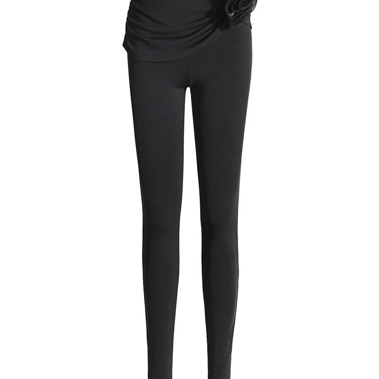 Slim Two Piece Set For Women Swinging Collar Long Sleeve Top High Waist Spliced Appliques Pant Casual Sets Female