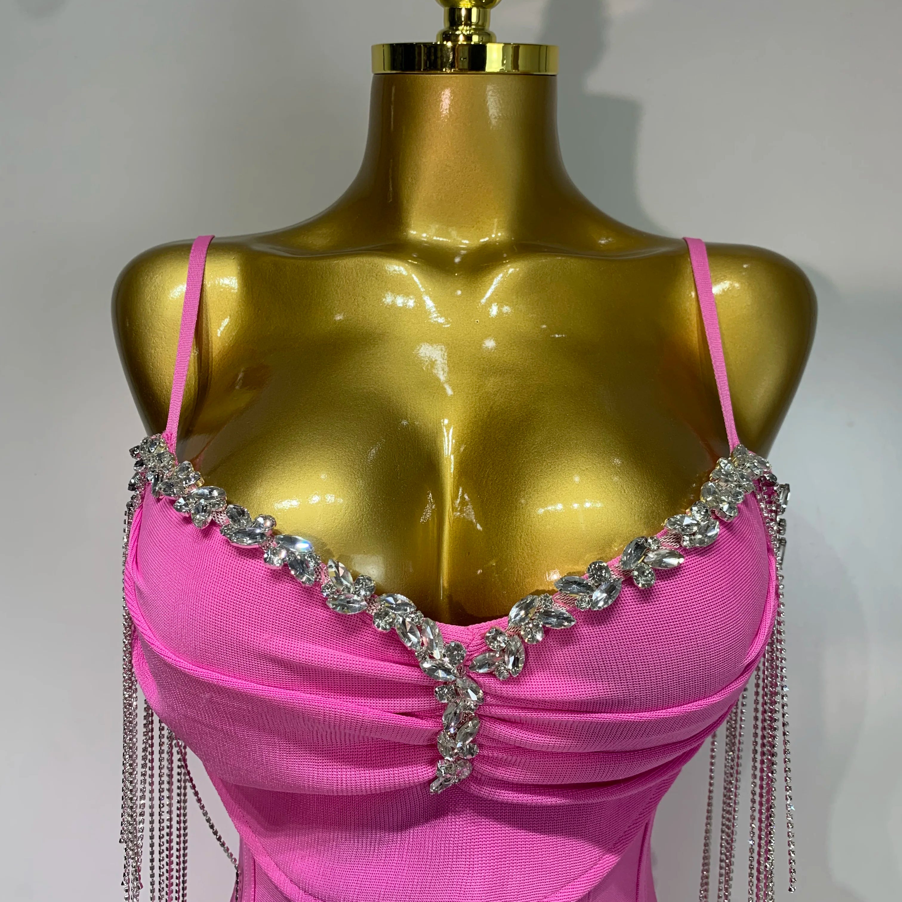 Sexy Backless Spaghetti Strap Bodycon Sleeveless Bandage Dress Elegant Prom Gown Club Evening Party Luxury Birthday Dresses