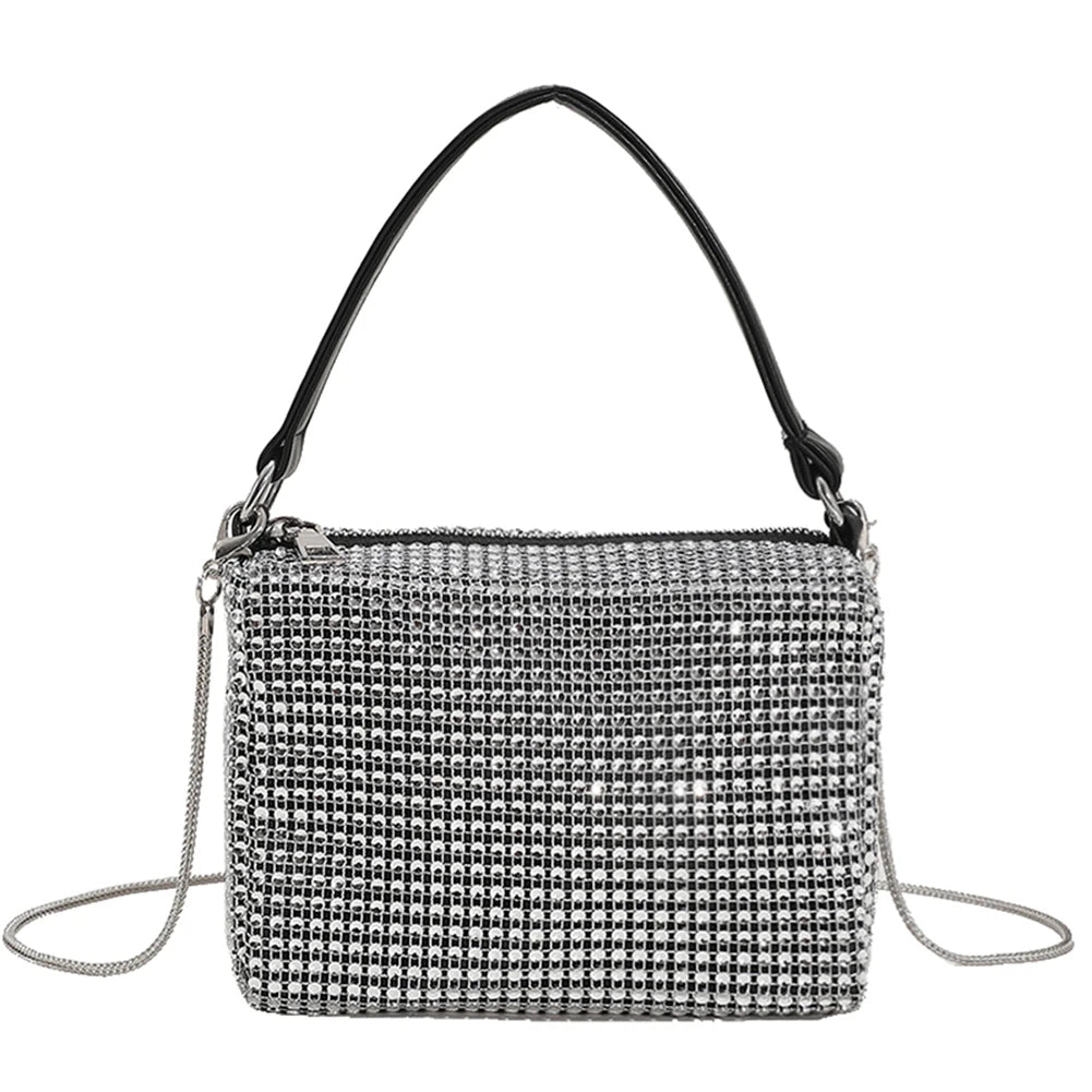 Rhinestone Handbag for Women Bag Diamonds Shoulder Bag Purse Ladies Female Crossbody Bag Shining Designer Diamond Bag Black