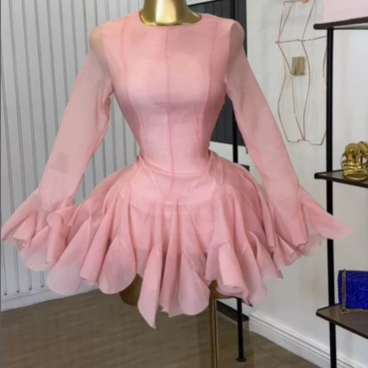 CM.YAYA Women flare long sleeve Printed Big Swing Ball Gown Dress 2025 Summer Holiday Night Club Party Vestidos Sexy Dresses