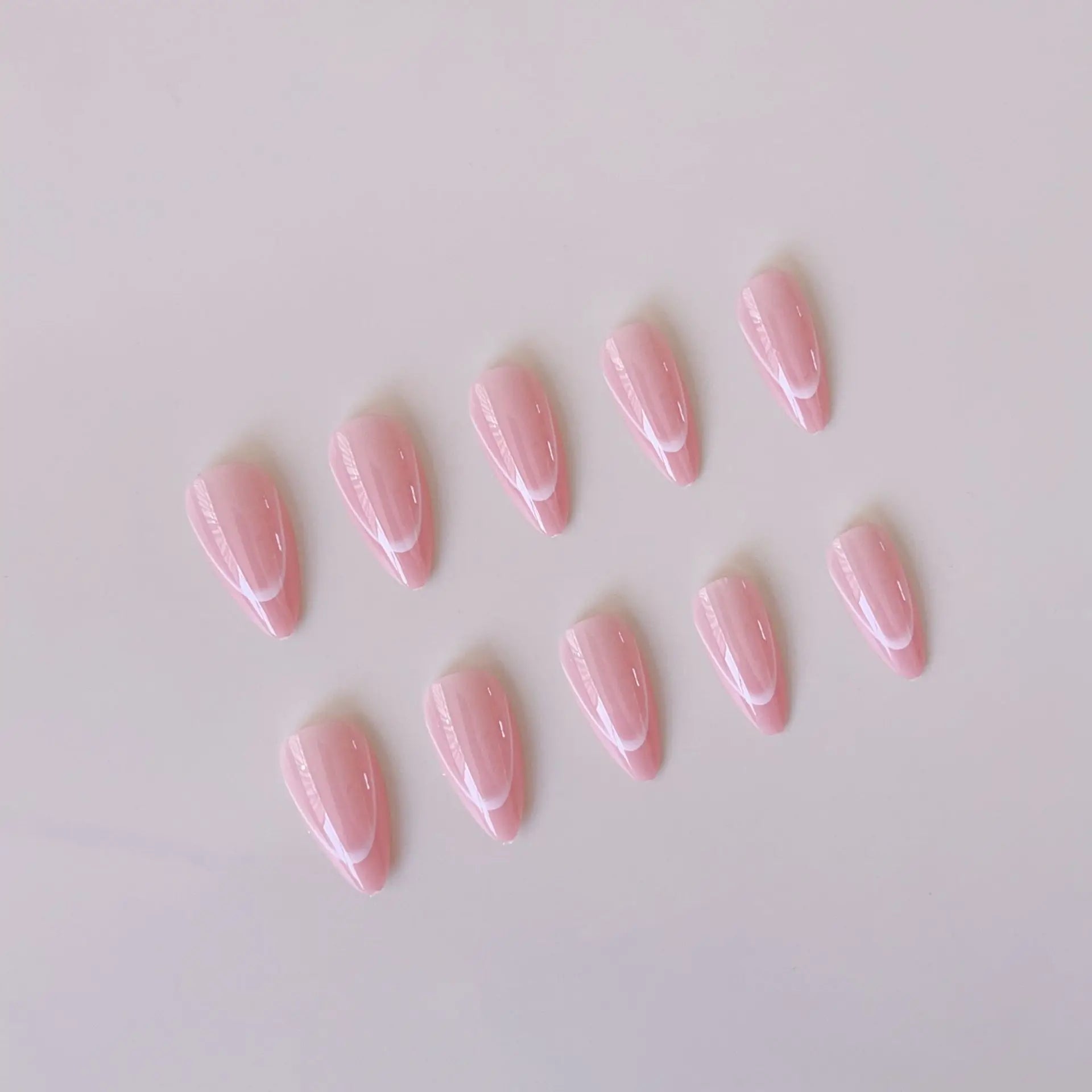 Medium-length Square Fake Nails 24Pcs Sweet Girls Valentine's Day Pink Glossy Sequins French Press On Nails Love Heart Printed