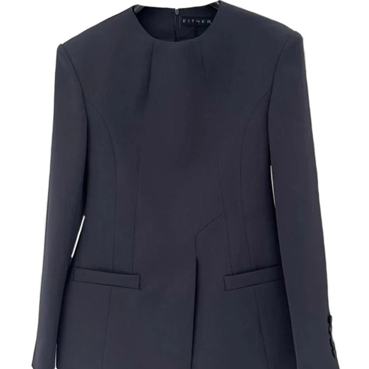 LANMREM Chic Blazer Coat For Women Long Sleeves Round Collar Irregular Fashion Office Lady Clothing Summer New 2DA5301