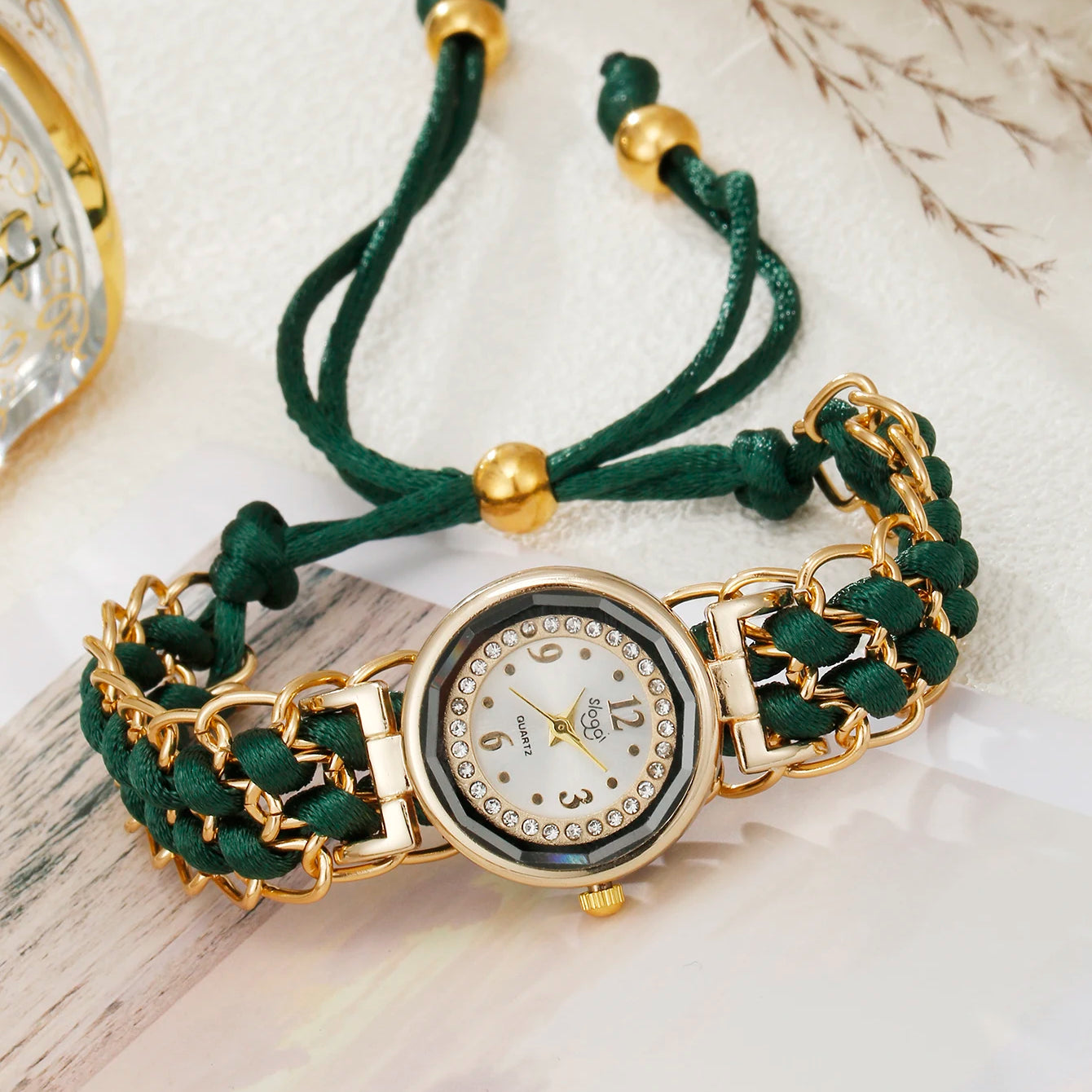 5PCS Women Knitting Rope Chain Winding Analog Quartz Movement Wrist Watch Fashionable Simple Style Quartz Wristwatch