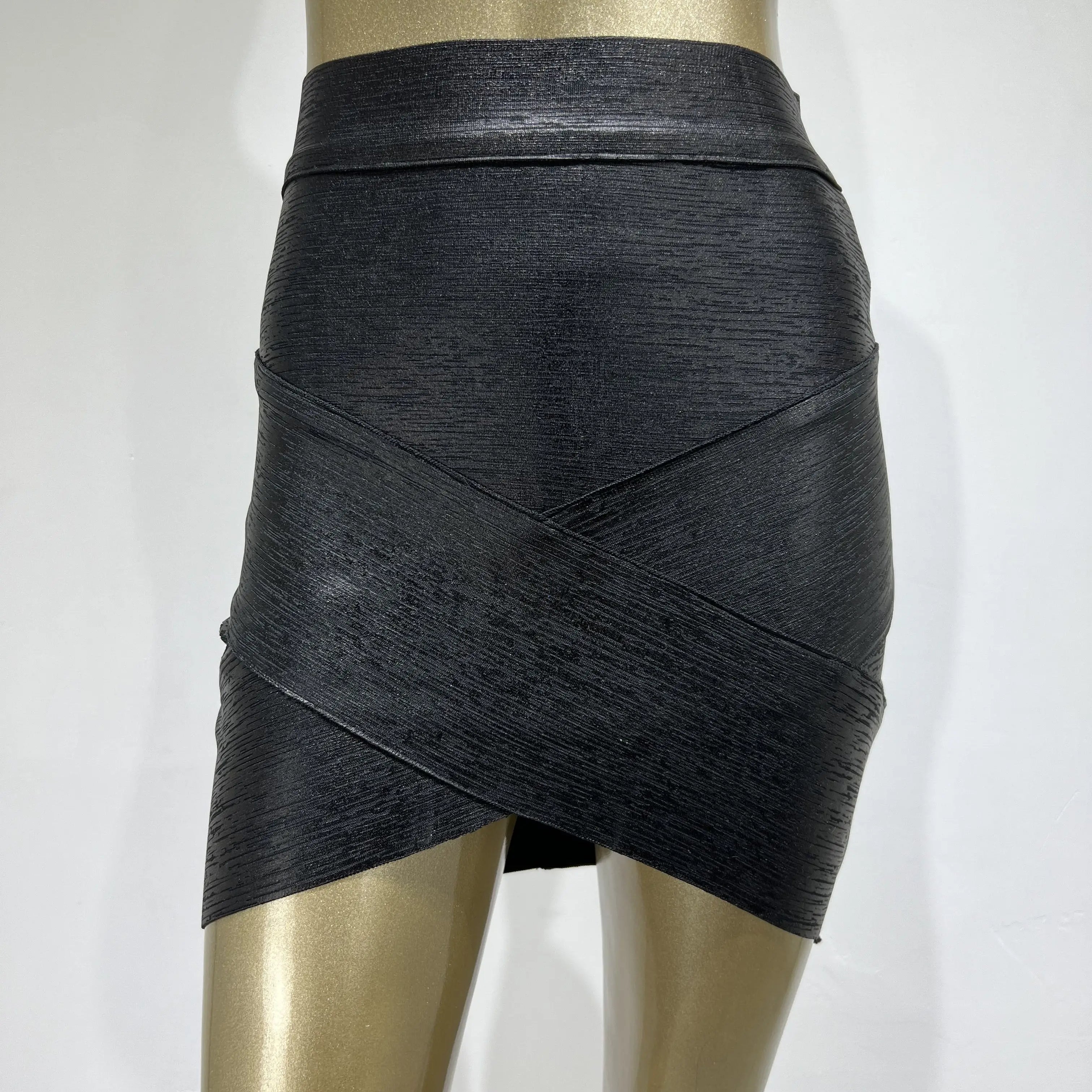 Ladies Rayon Black Thick Rayon Pencil Bandage Skirt Cute Mini Skirt